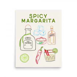 Spicy Margarita Cocktail Wall Art Print | Kitchen & Home Bar Decor | Tequila Drink Illustration