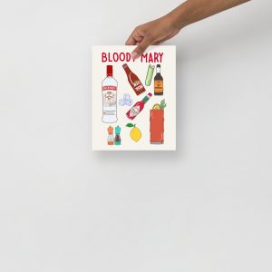Bloody Mary Cocktail Wall Art Print | Kitchen Bar Decor | Brunch Drink Illustration